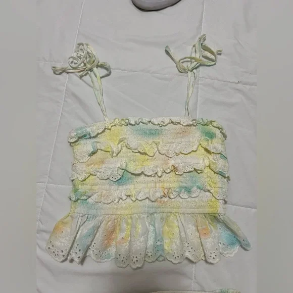 STORIA two piece ruffled tank and skirt set 
Rainbow tie dye eyelet skirt set - Picture 4 of 9